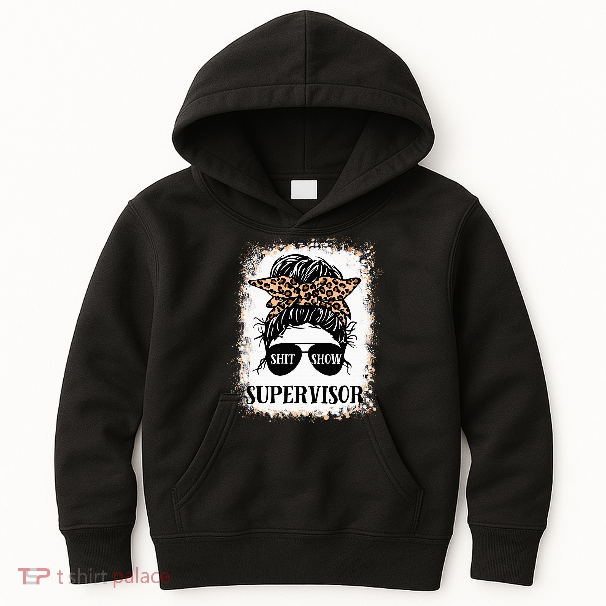 Shit Show Supervisor  Casual Messy Bun Bleached Kids Hoodie