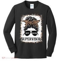 Shit Show Supervisor  Casual Messy Bun Bleached Kids Long Sleeve Shirt thumb 0