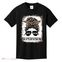 Shit Show Supervisor  Casual Messy Bun Bleached Kids T-Shirt thumb 0
