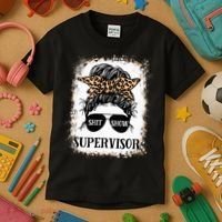 Shit Show Supervisor  Casual Messy Bun Bleached Kids T-Shirt thumb 3