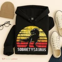 Sobrietysaurus Sober Sobriety Anniversary Recovery AA NA Hoodie thumb 4