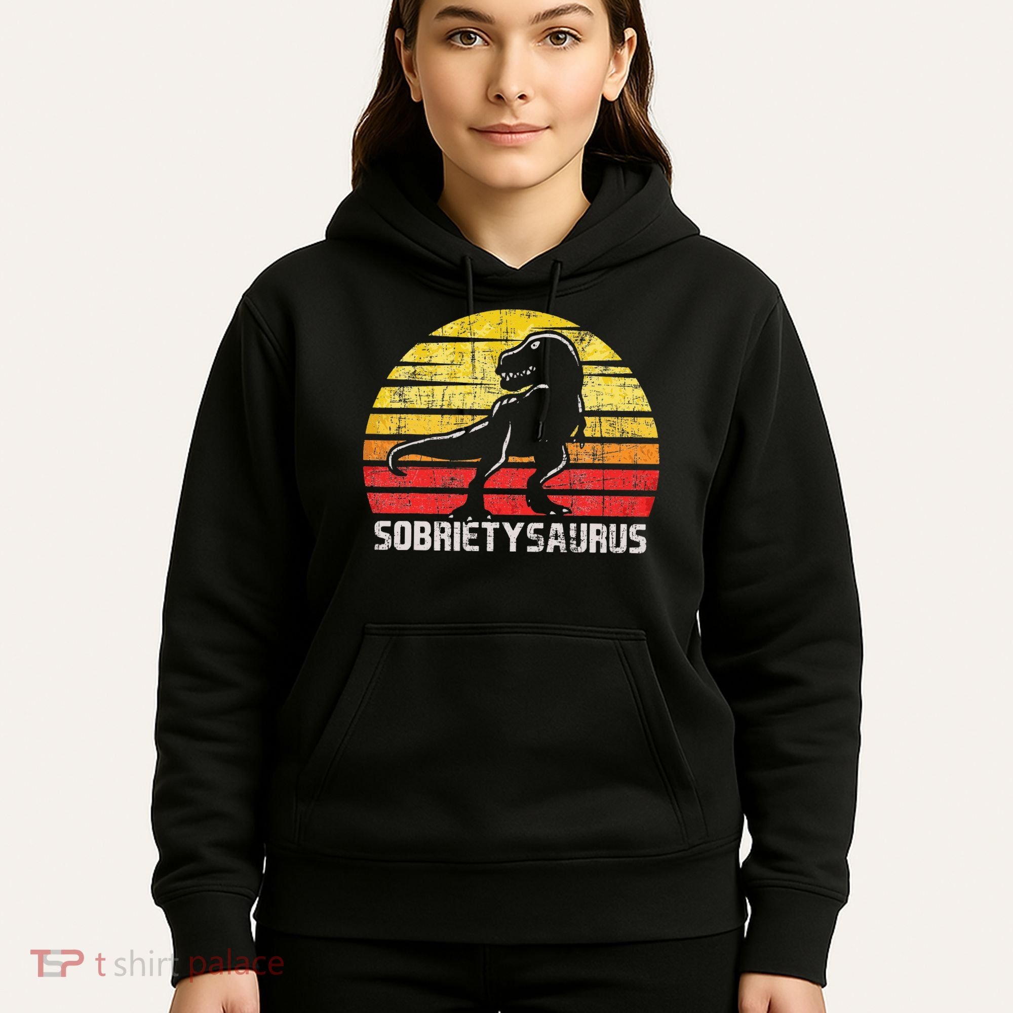 Sobrietysaurus Sober Sobriety Anniversary Recovery AA NA Hoodie