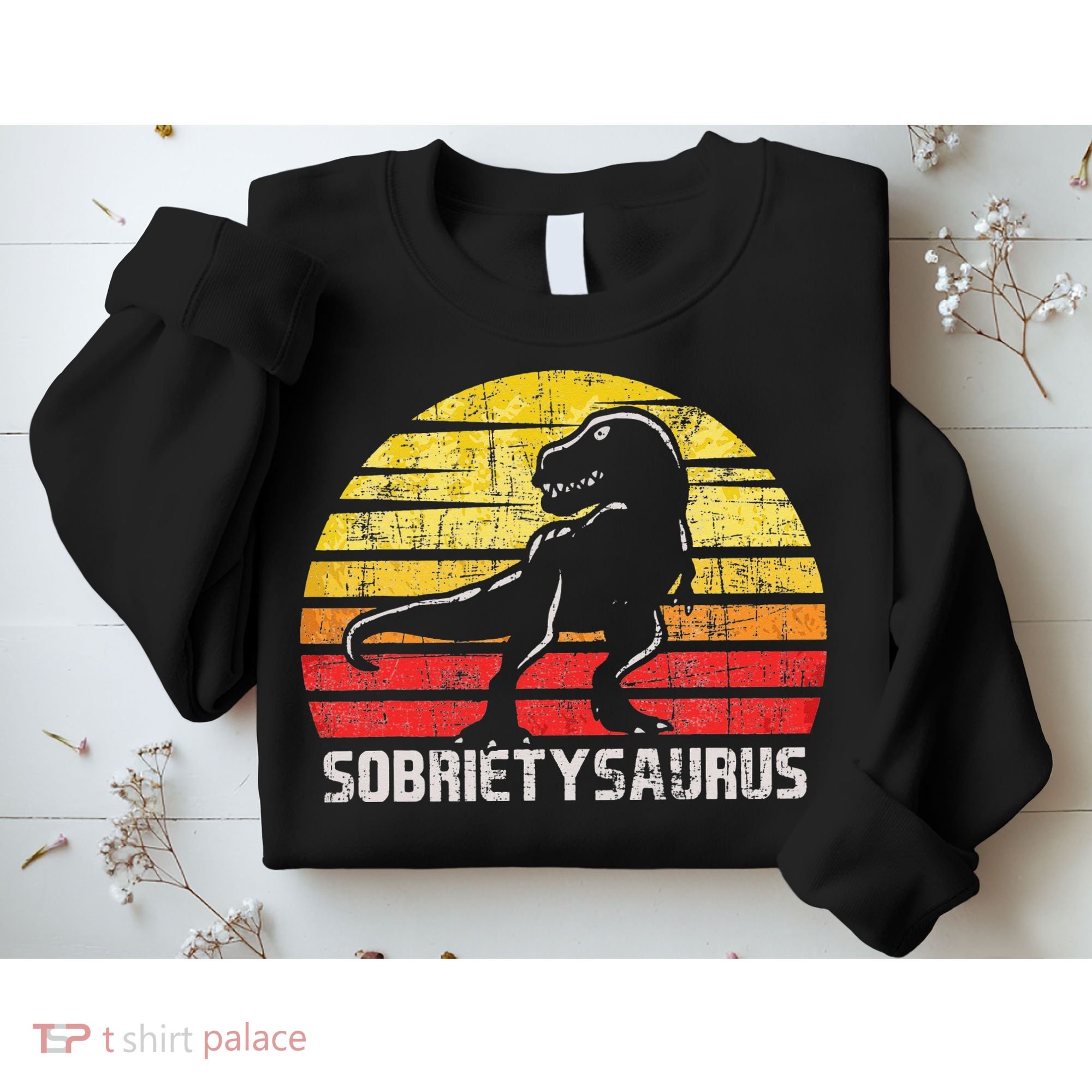 Sobrietysaurus Sober Sobriety Anniversary Recovery AA NA Sweatshirt