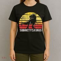 Sobrietysaurus Sober Sobriety Anniversary Recovery AA NA T-Shirt thumb 4