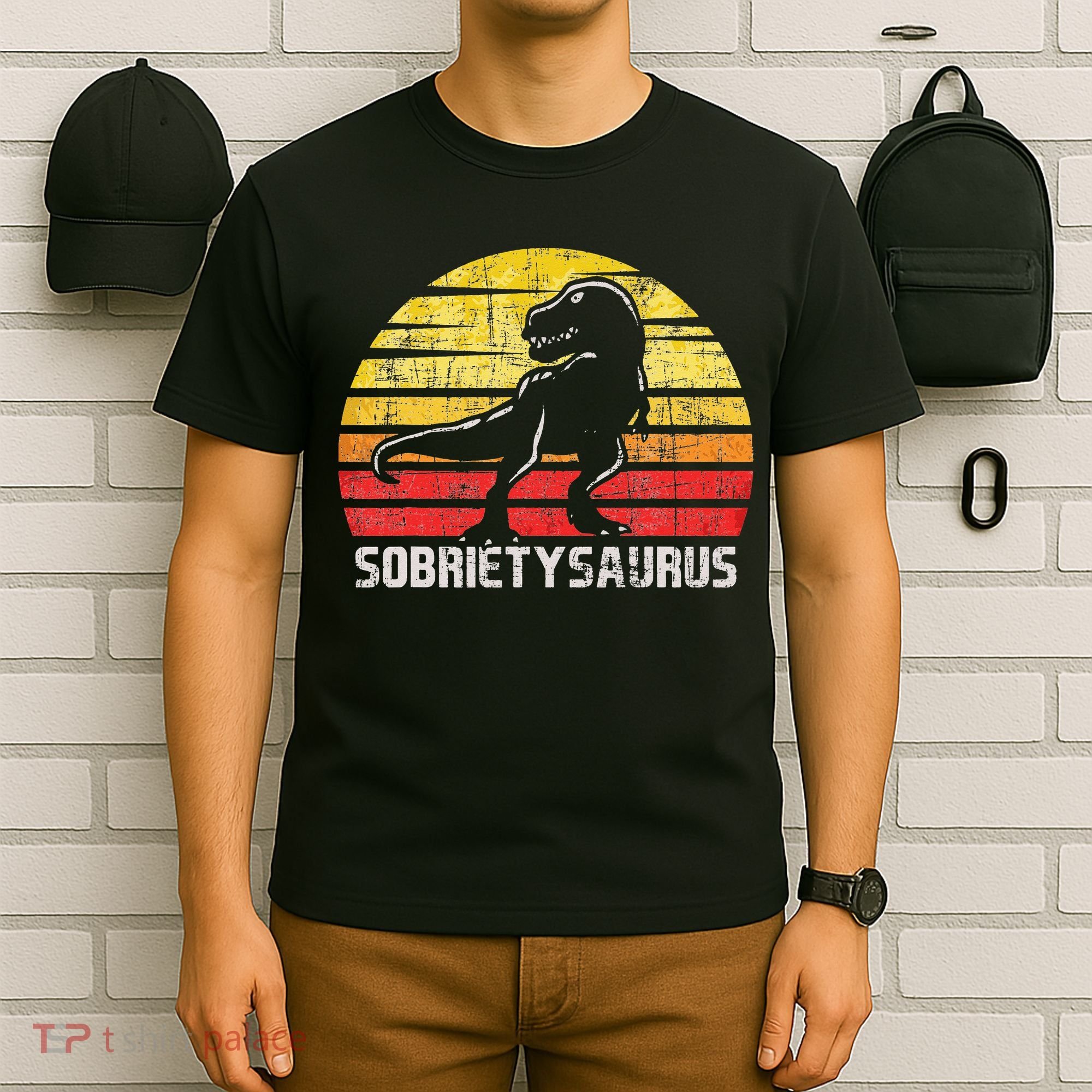 Sobrietysaurus Sober Sobriety Anniversary Recovery AA NA T-Shirt