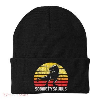 Sobrietysaurus Sober Sobriety Anniversary Recovery AA NA Beanie