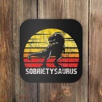 Sobrietysaurus Sober Sobriety Anniversary Recovery AA NA Coaster thumb 0