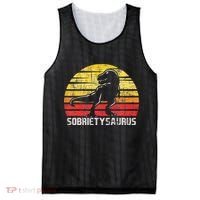 Sobrietysaurus Sober Sobriety Anniversary Recovery AA NA Mesh Reversible Basketball Jersey Tank thumb 0