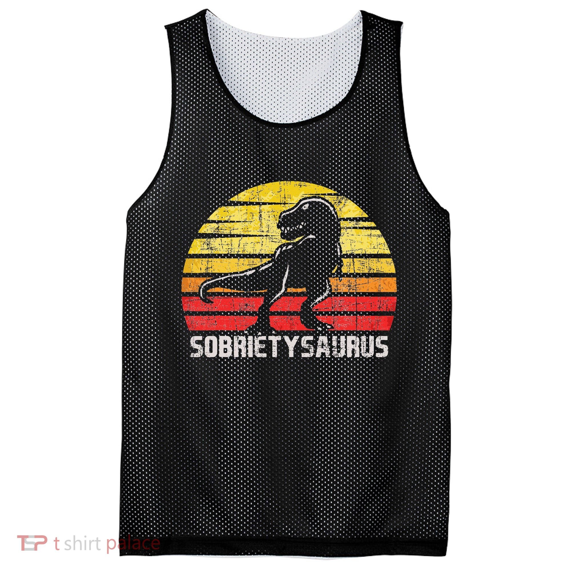 Sobrietysaurus Sober Sobriety Anniversary Recovery AA NA Mesh Reversible Basketball Jersey Tank