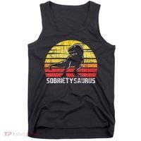 Sobrietysaurus Sober Sobriety Anniversary Recovery AA NA Tank Top thumb 0