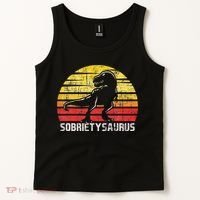Sobrietysaurus Sober Sobriety Anniversary Recovery AA NA Tank Top thumb 2