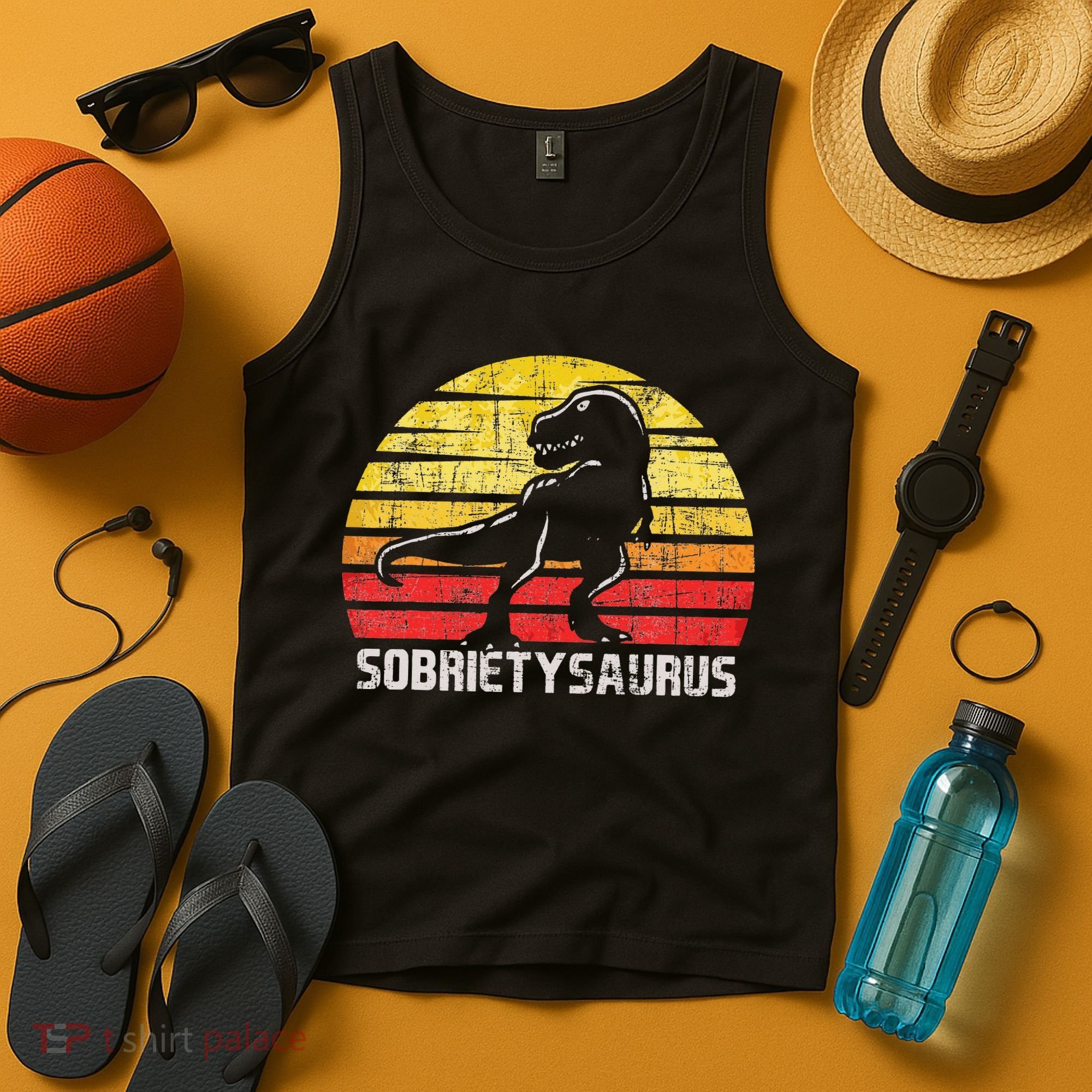 Sobrietysaurus Sober Sobriety Anniversary Recovery AA NA Tank Top