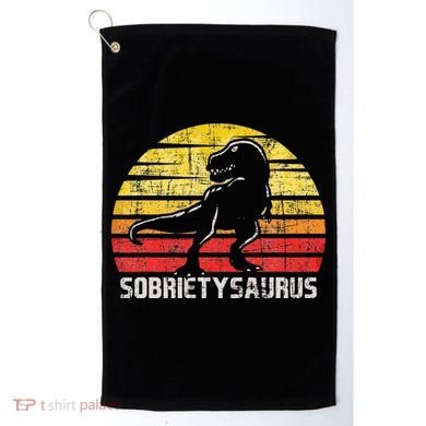 Sobrietysaurus Sober Sobriety Anniversary Recovery AA NA Golf Towel