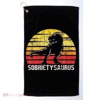 Sobrietysaurus Sober Sobriety Anniversary Recovery AA NA Golf Towel thumb 0