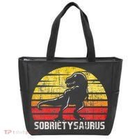 Sobrietysaurus Sober Sobriety Anniversary Recovery AA NA Tote Bag thumb 0