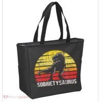 Sobrietysaurus Sober Sobriety Anniversary Recovery AA NA Tote Bag thumb 2