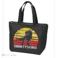 Sobrietysaurus Sober Sobriety Anniversary Recovery AA NA Tote Bag thumb 3