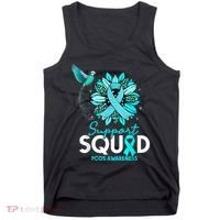 Support Squad Sunflower Hummingbird PCOS Awareness Tank Top thumb 0