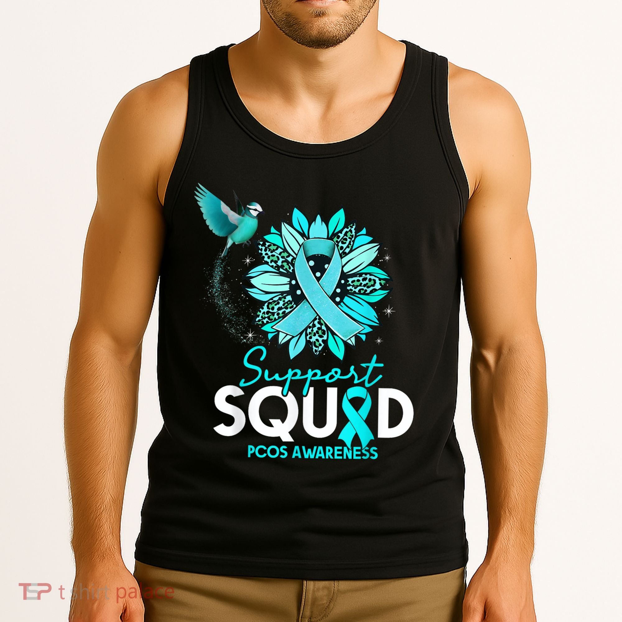 Support Squad Sunflower Hummingbird PCOS Awareness Tank Top