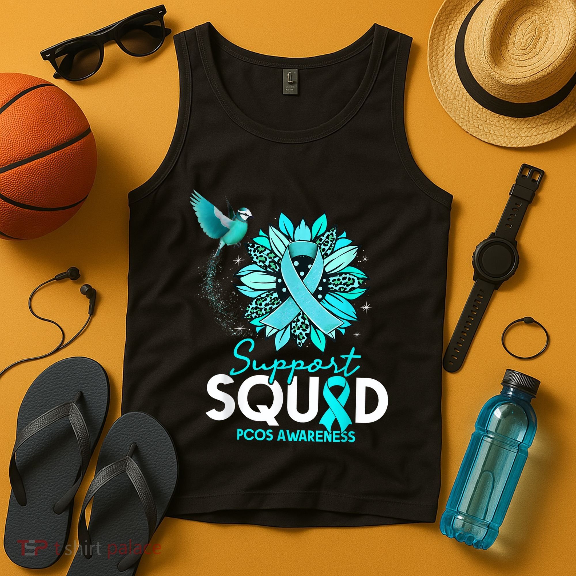 Support Squad Sunflower Hummingbird PCOS Awareness Tank Top