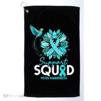 Support Squad Sunflower Hummingbird PCOS Awareness Golf Towel thumb 0
