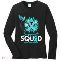 Support Squad Sunflower Hummingbird PCOS Awareness Women's Long Sleeve Shirt thumb 0