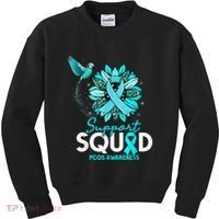 Support Squad Sunflower Hummingbird PCOS Awareness Kids Sweatshirt thumb 0