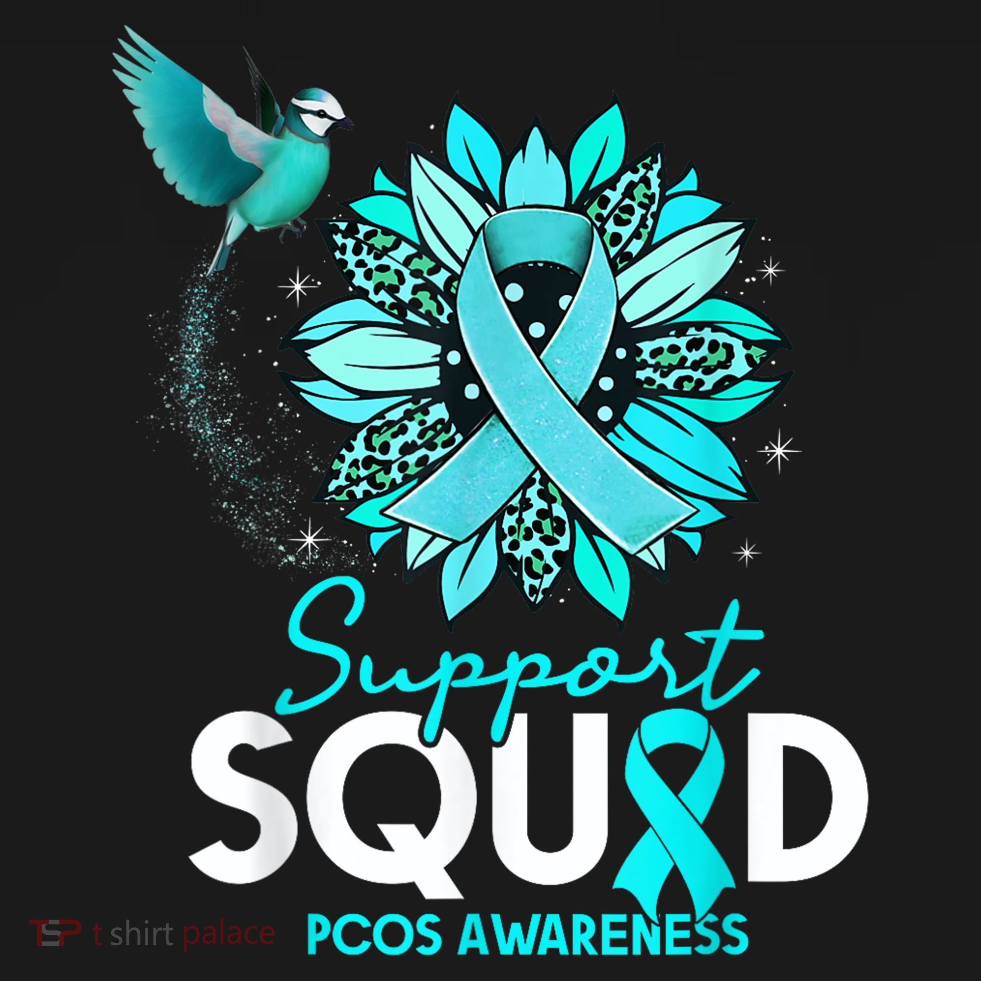 Support Squad Sunflower Hummingbird PCOS Awareness Kids Sweatshirt