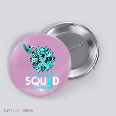 Support Squad Sunflower Hummingbird PCOS Awareness Button