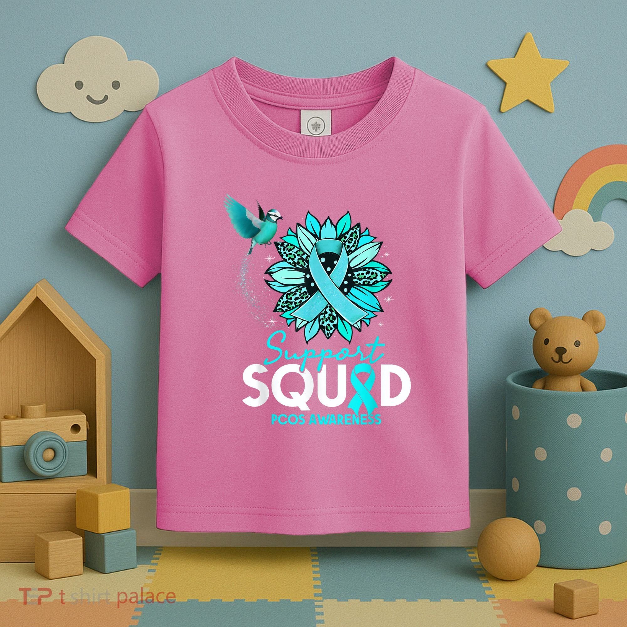 Support Squad Sunflower Hummingbird PCOS Awareness Toddler T-Shirt
