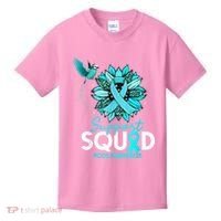Support Squad Sunflower Hummingbird PCOS Awareness Kids T-Shirt thumb 0