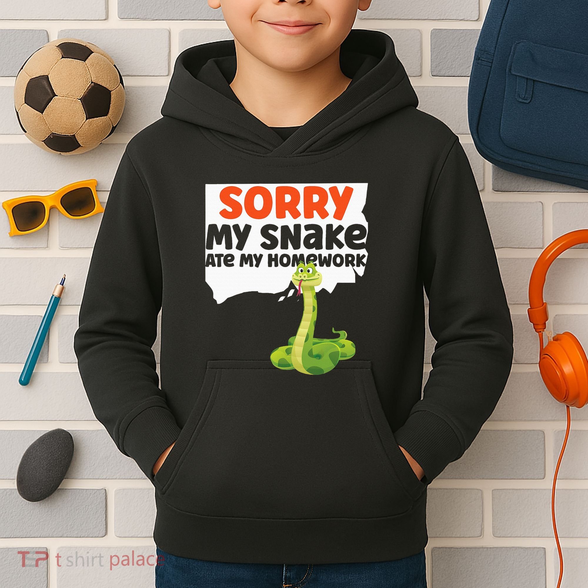 Snake Serpent Sorry My Snake Ate My Homework Kids Hoodie