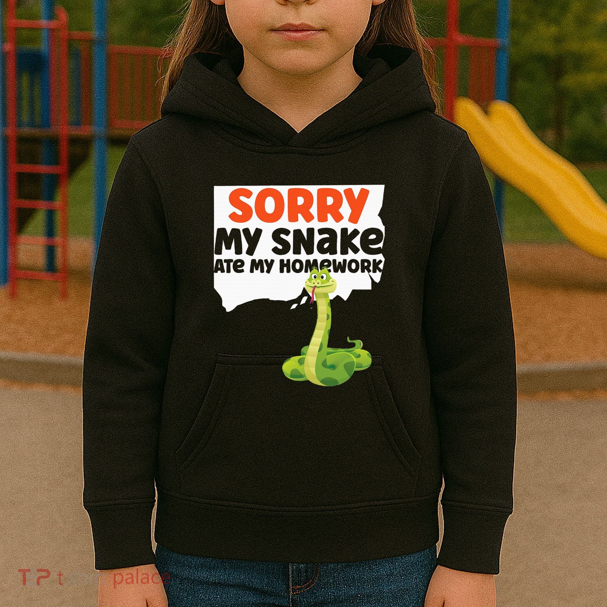 Snake Serpent Sorry My Snake Ate My Homework Kids Hoodie
