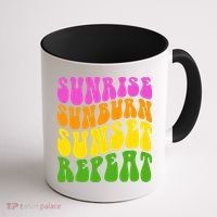 Sunrise Sunburn Sunset Repeat Retro Summer Coffee Mug thumb 1