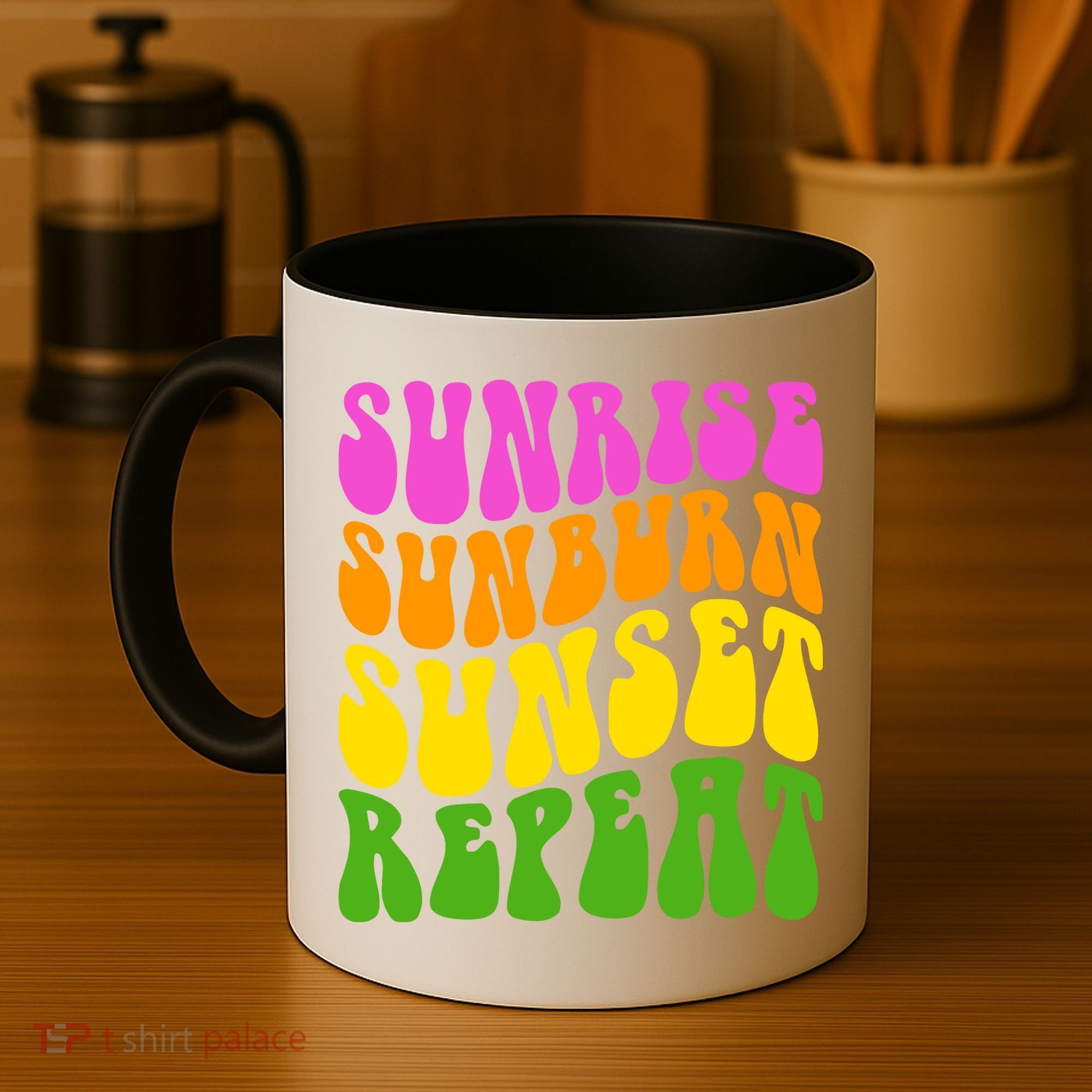 Sunrise Sunburn Sunset Repeat Retro Summer Coffee Mug