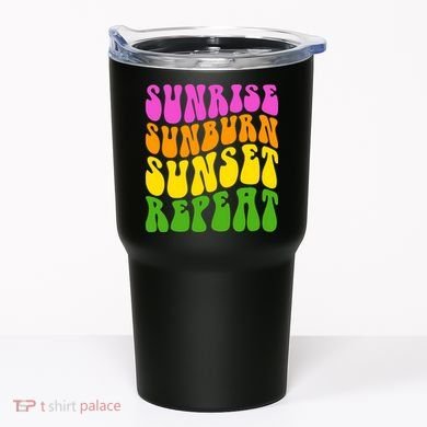 Sunrise Sunburn Sunset Repeat Retro Summer Tumbler