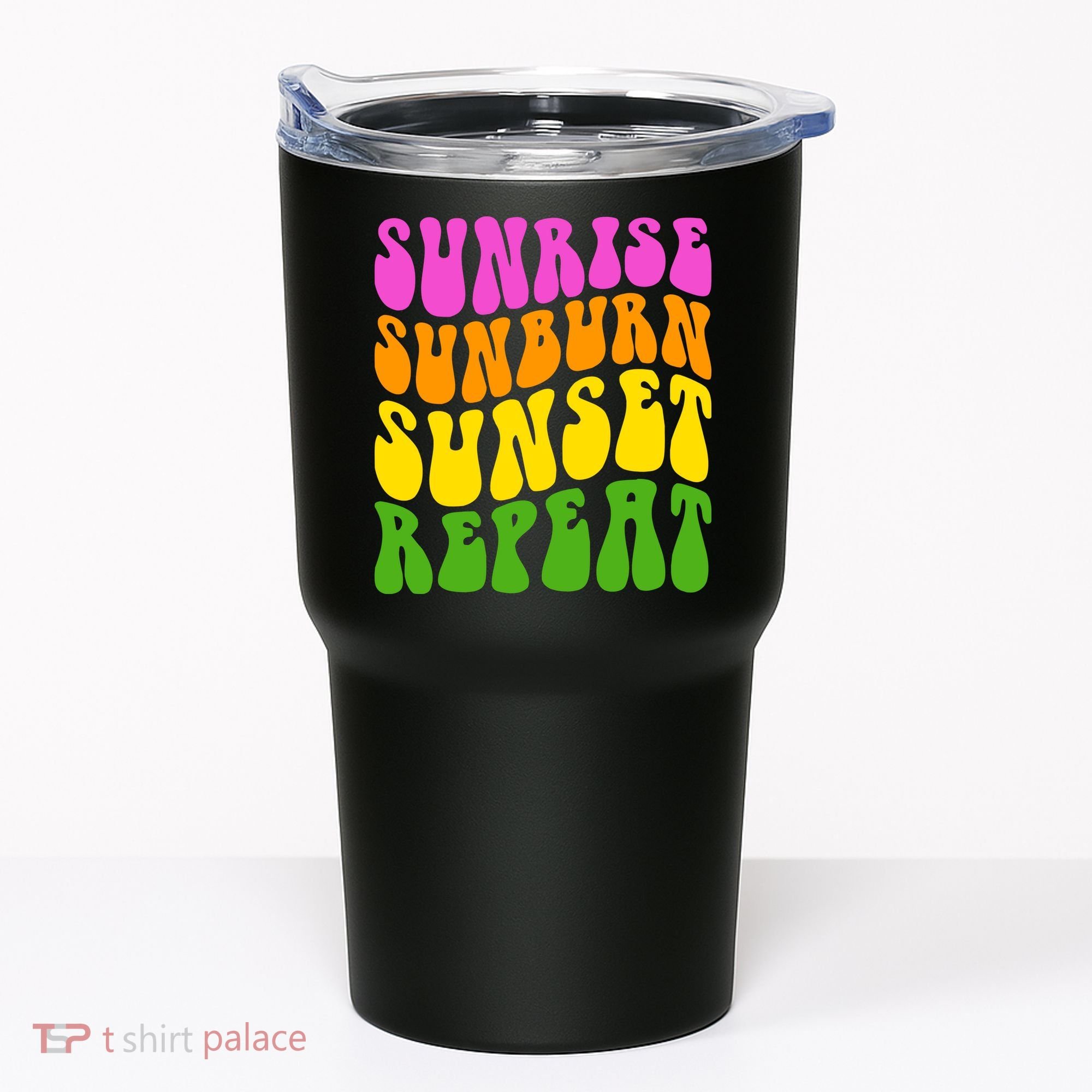 Sunrise Sunburn Sunset Repeat Retro Summer Tumbler