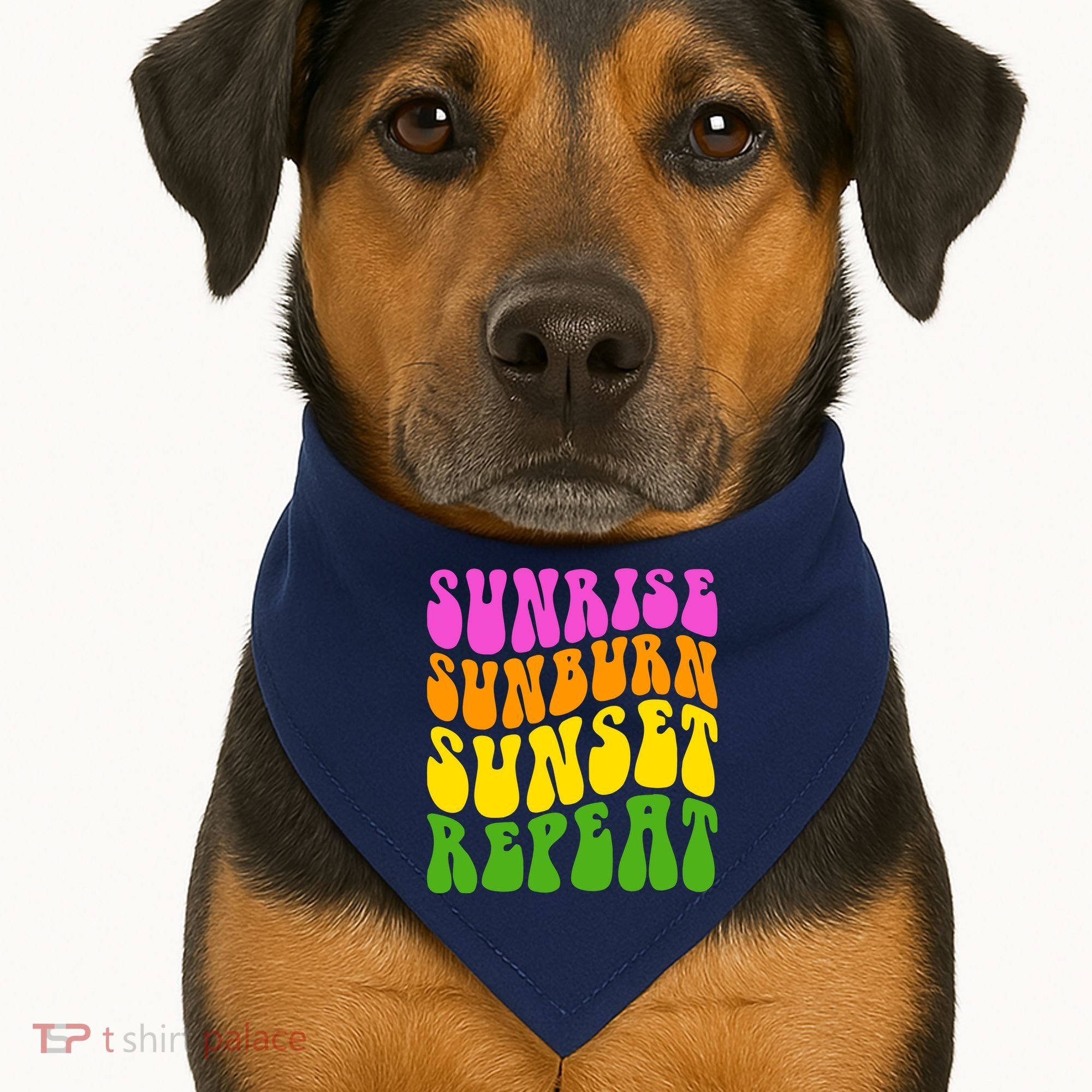 Sunrise Sunburn Sunset Repeat Retro Summer USA-Made Doggie Bandana