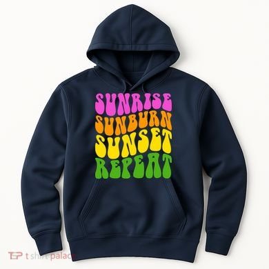 Sunrise Sunburn Sunset Repeat Retro Summer Hoodie