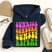 Sunrise Sunburn Sunset Repeat Retro Summer Hoodie thumb 4