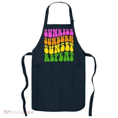 Sunrise Sunburn Sunset Repeat Retro Summer Apron