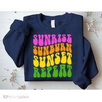 Sunrise Sunburn Sunset Repeat Retro Summer Sweatshirt thumb 2