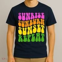 Sunrise Sunburn Sunset Repeat Retro Summer T-Shirt thumb 3