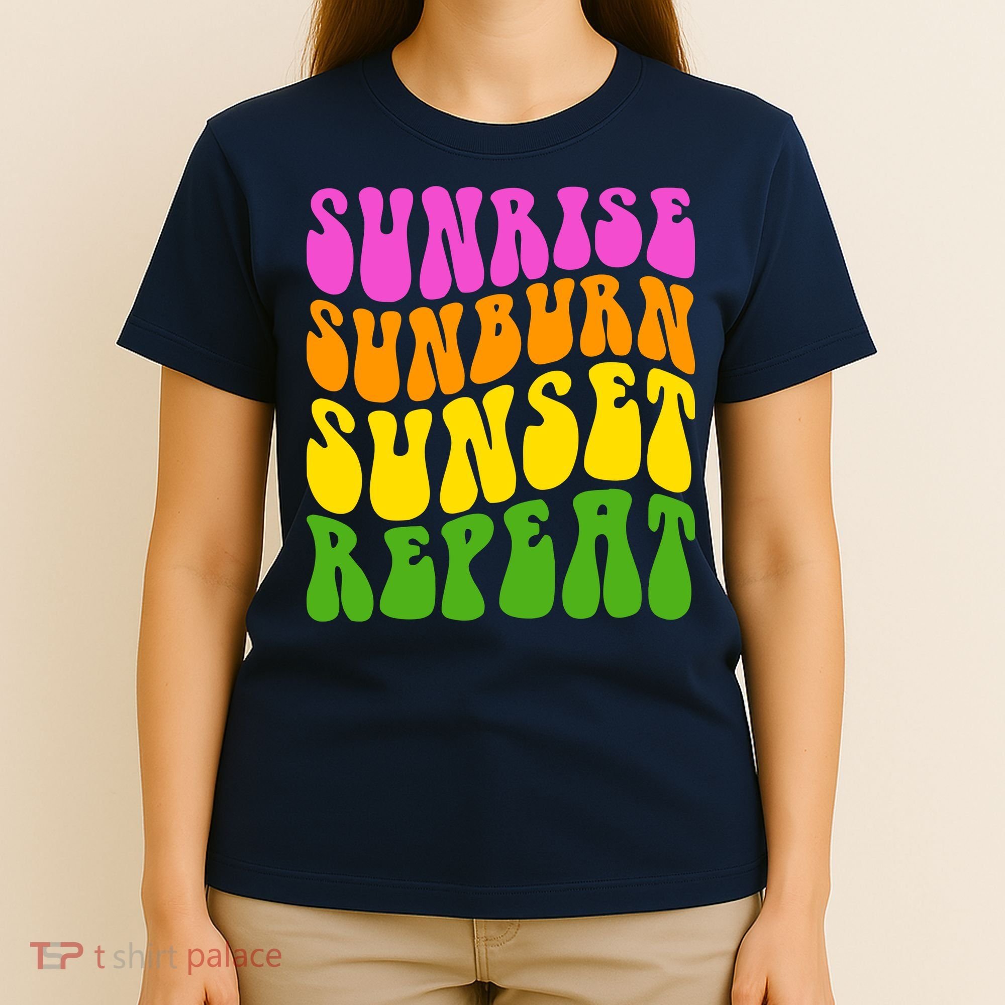 Sunrise Sunburn Sunset Repeat Retro Summer T-Shirt