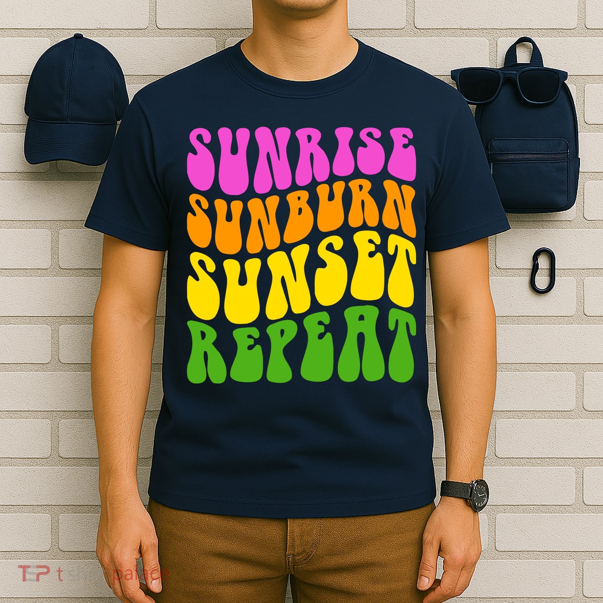 Sunrise Sunburn Sunset Repeat Retro Summer T-Shirt