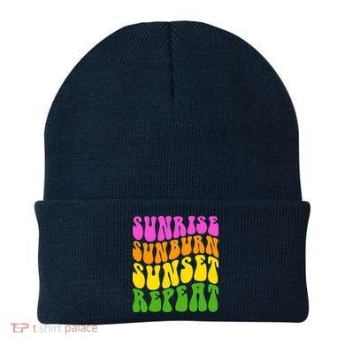 Sunrise Sunburn Sunset Repeat Retro Summer Beanie