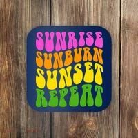 Sunrise Sunburn Sunset Repeat Retro Summer Coaster thumb 0