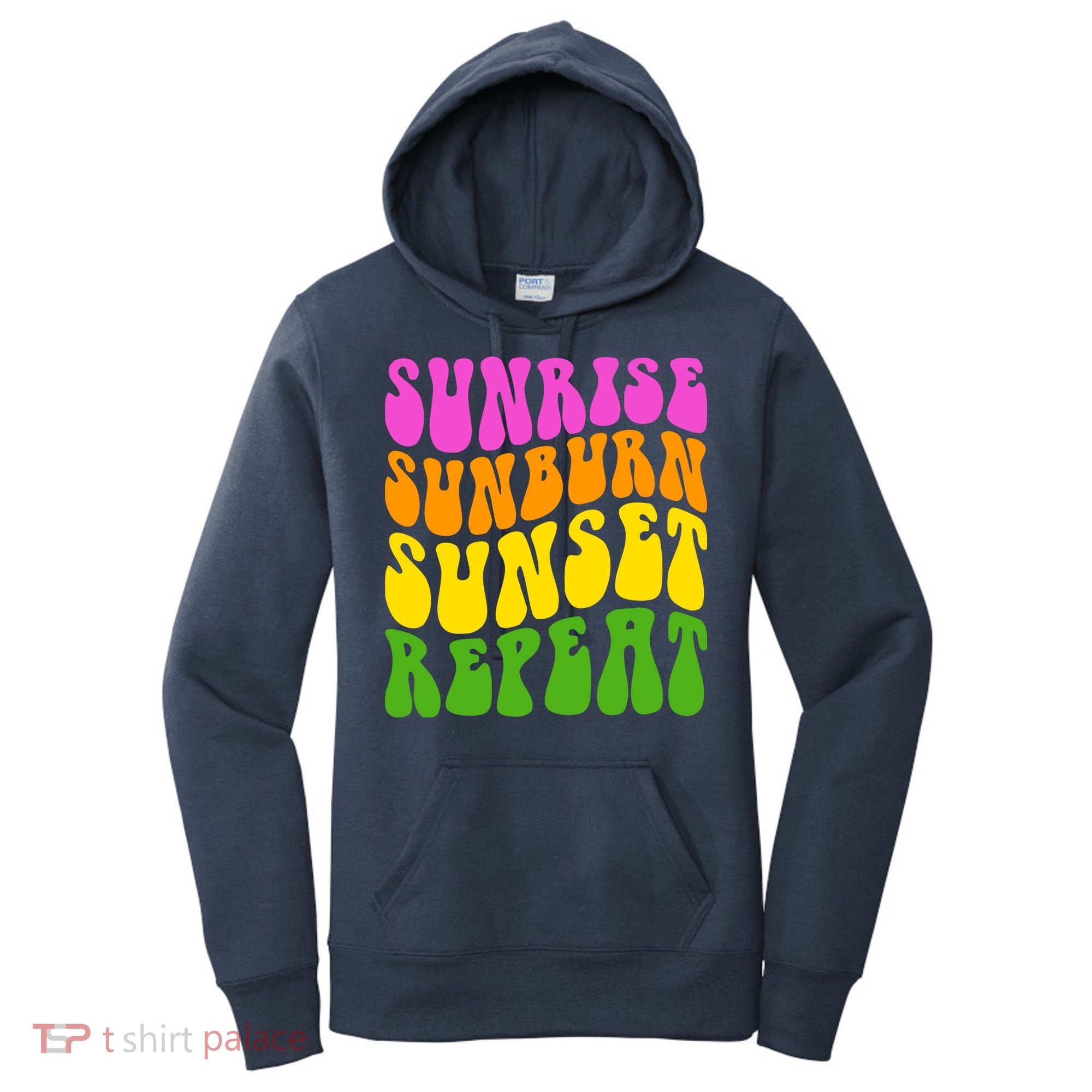 Sunrise Sunburn Sunset Repeat Retro Summer Women's Hoodie