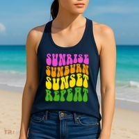 Sunrise Sunburn Sunset Repeat Retro Summer Women's Tank Top thumb 2