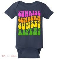 Sunrise Sunburn Sunset Repeat Retro Summer Baby Bodysuit thumb 0